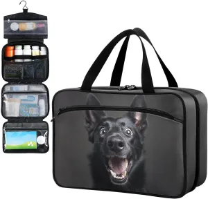 Fustylead Cute Black Dog Extreme Surprise Pill Organizer Bag Large Medicine Travel Carrying Case with Zipper for Vitamin Supplements Fish Oil, Empty First Aid Kit for Hiking Camping