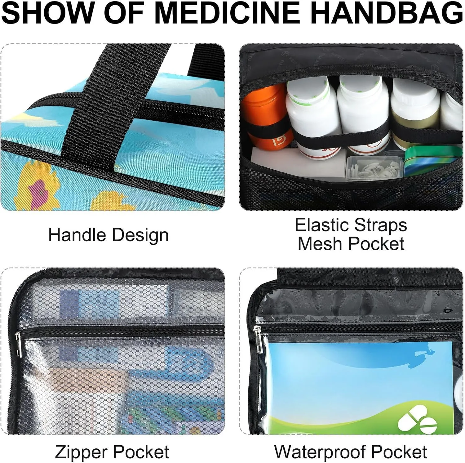 Fustylead Cute Pug Dog in Sunflower Field Large Medical Storage Bag with Zipper Empty First Aid Bag Trauma Kit for Traveling Hiking Camping Backpacking