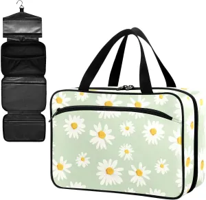 Fustylead Hand Draw Daisy on Light Green Background Large Medical Supplies Organizer Bag with Zipper Empty First Aid Bag Trauma Kit for Traveling Hiking Camping