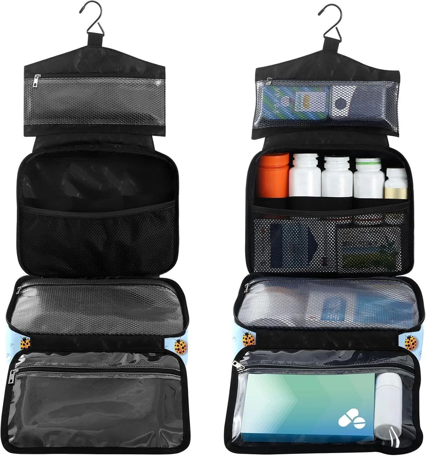 Fustylead Multicolored Ladybugs and Dew Large Medical Storage Bag with Zipper Empty First Aid Bag Trauma Kit for Traveling Hiking Camping Backpacking