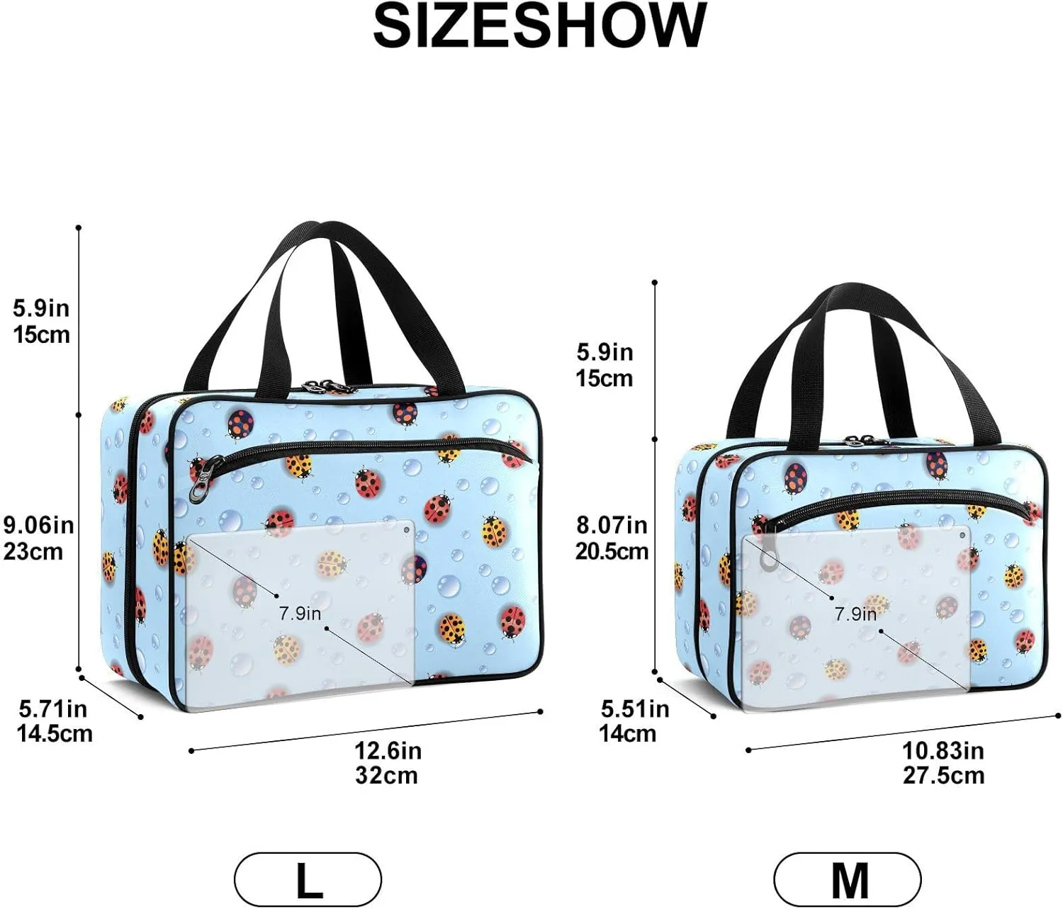 Fustylead Multicolored Ladybugs and Dew Large Medical Storage Bag with Zipper Empty First Aid Bag Trauma Kit for Traveling Hiking Camping Backpacking