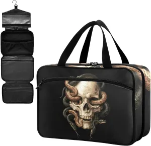 Fustylead Retro Skull with Snakes Large Medical Supplies Organizer Bag with Zipper Empty First Aid Bag Trauma Kit for Traveling Hiking Camping