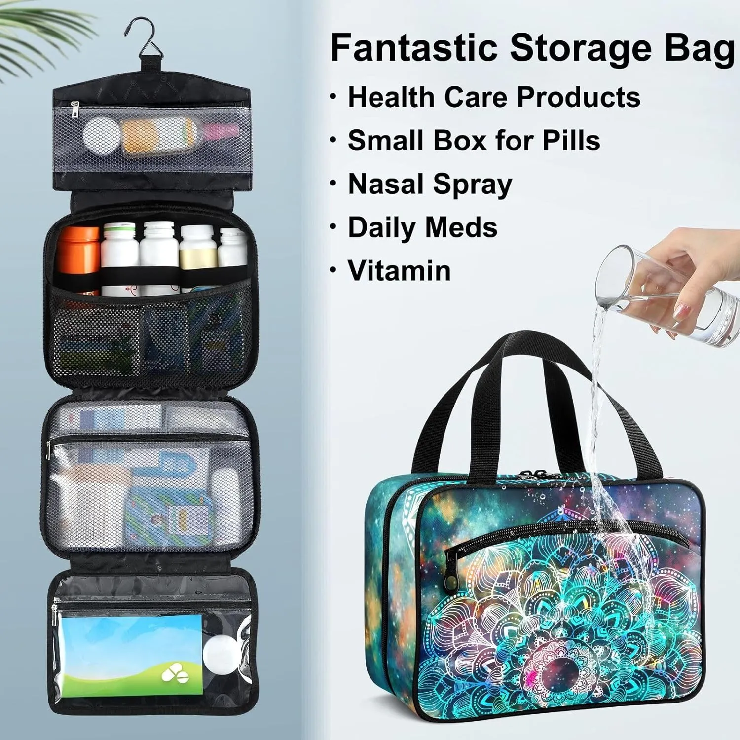 Fustylead Star Fields Galaxies Mandala Large Medical Storage Bag with Zipper Empty First Aid Bag Trauma Kit for Traveling Hiking Camping Backpacking