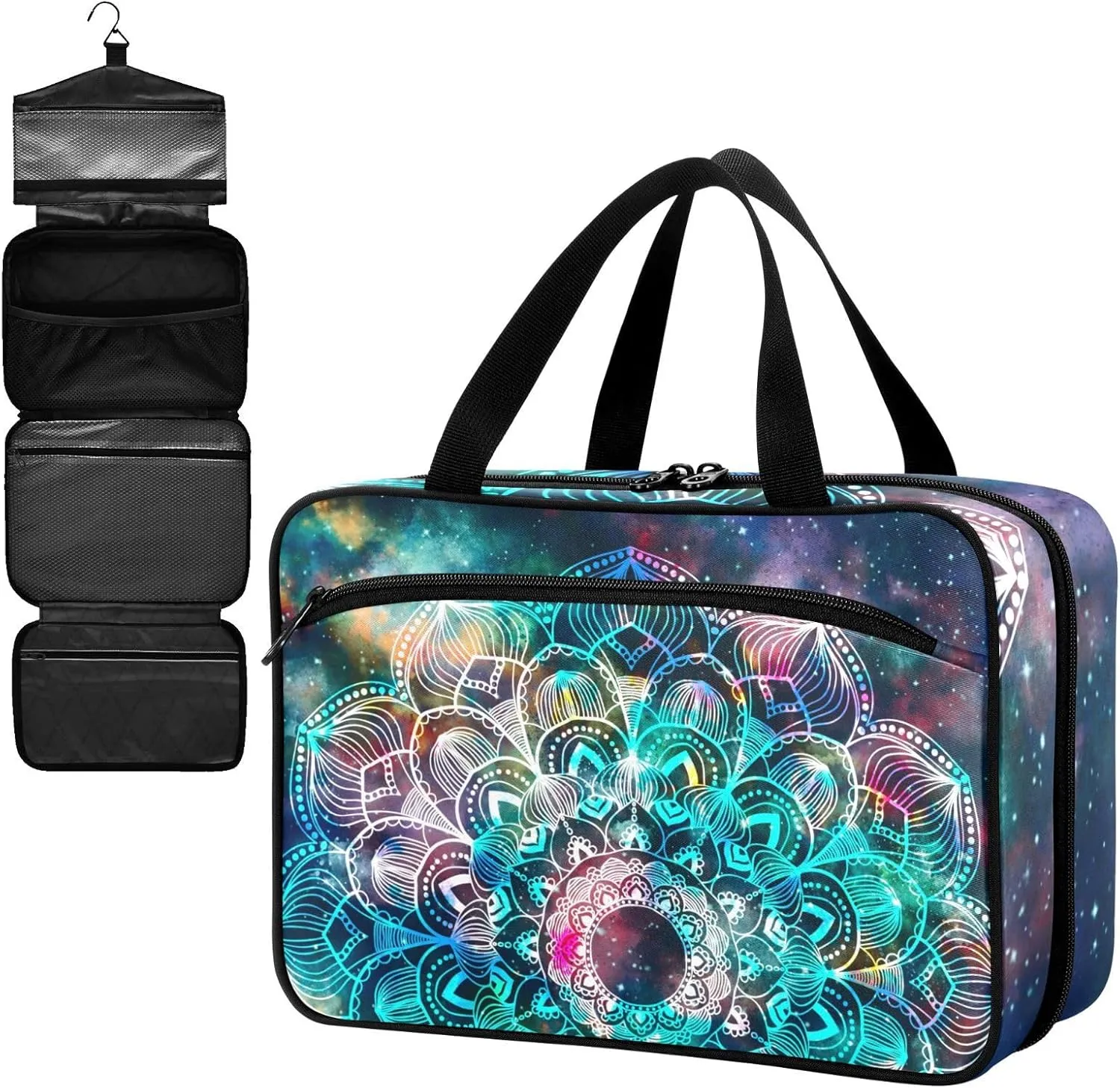 Fustylead Star Fields Galaxies Mandala Large Medical Storage Bag with Zipper Empty First Aid Bag Trauma Kit for Traveling Hiking Camping Backpacking