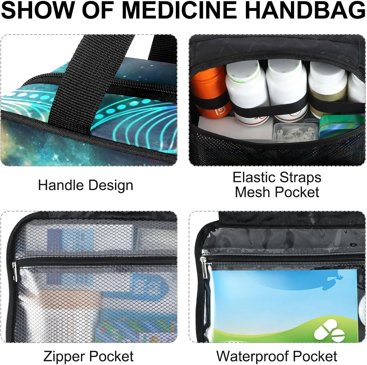 Fustylead Star Fields Galaxies Mandala Large Medical Storage Bag with Zipper Empty First Aid Bag Trauma Kit for Traveling Hiking Camping Backpacking