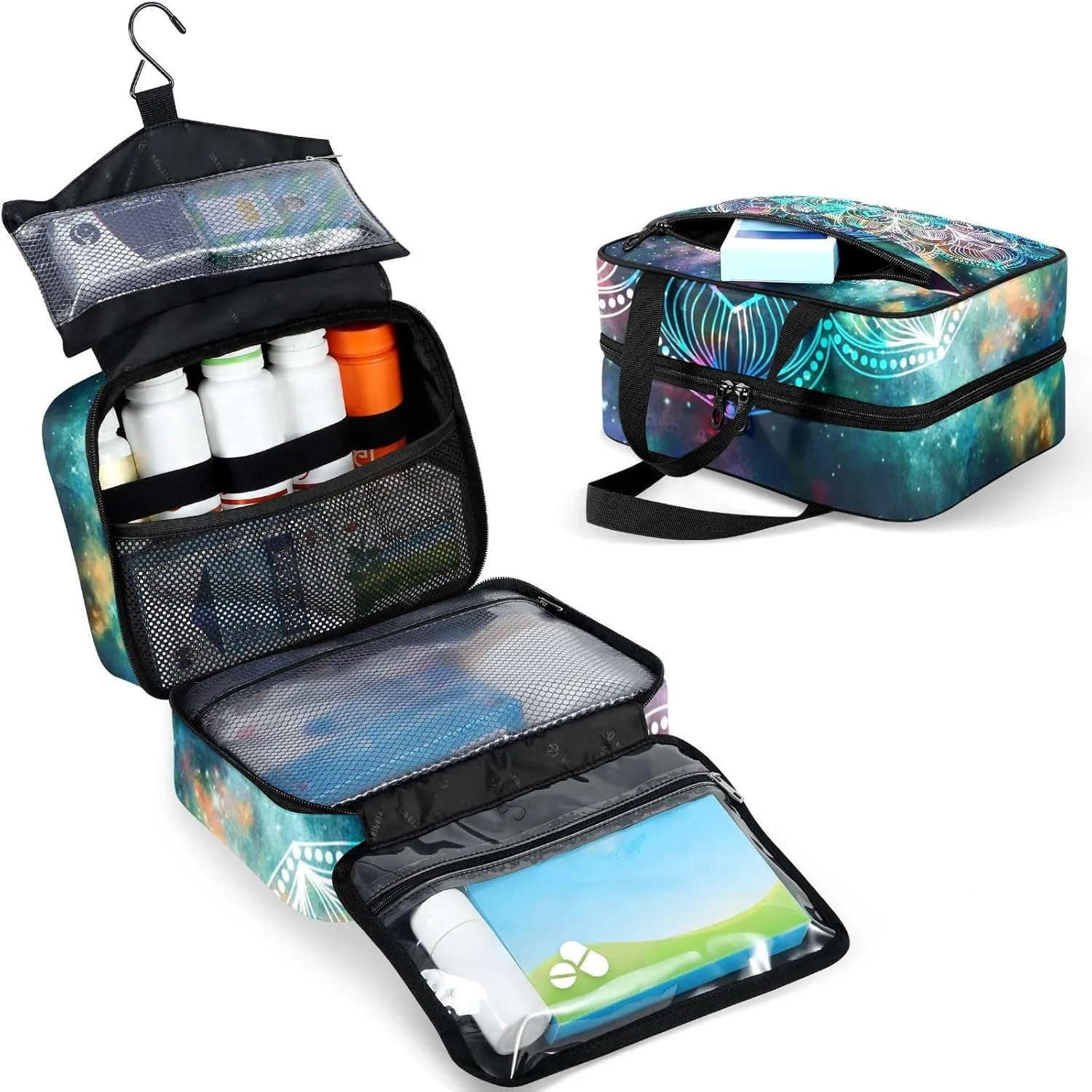 Fustylead Star Fields Galaxies Mandala Large Medical Storage Bag with Zipper Empty First Aid Bag Trauma Kit for Traveling Hiking Camping Backpacking