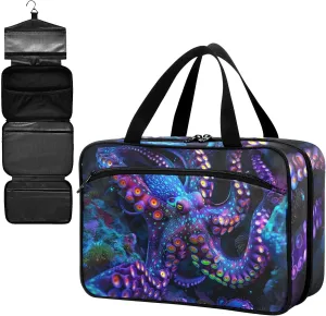 Fustylead Vibrant Neon Colored Octopus Large Medical Storage Bag with Zipper Empty First Aid Bag Trauma Kit for Traveling Hiking Camping Backpacking
