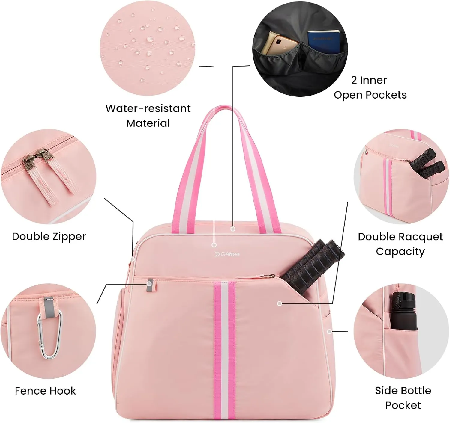 G4Free Pickleball Bag, Pickleball Bag Tote for Women and Men