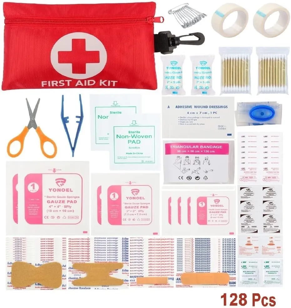 Galaxylense 128 Pcs First Aid Kits Small for Survival Emergency Trauma Military Tactical Medical School Office Home Hunting Camping Hiking Traveling Fishing IFAK EMT Bag (2 Packs)