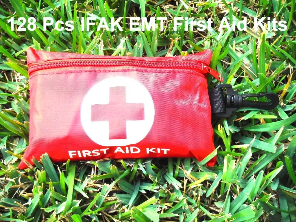 Galaxylense 128 Pcs First Aid Kits Small for Survival Emergency Trauma Military Tactical Medical School Office Home Hunting Camping Hiking Traveling Fishing IFAK EMT Bag (2 Packs)