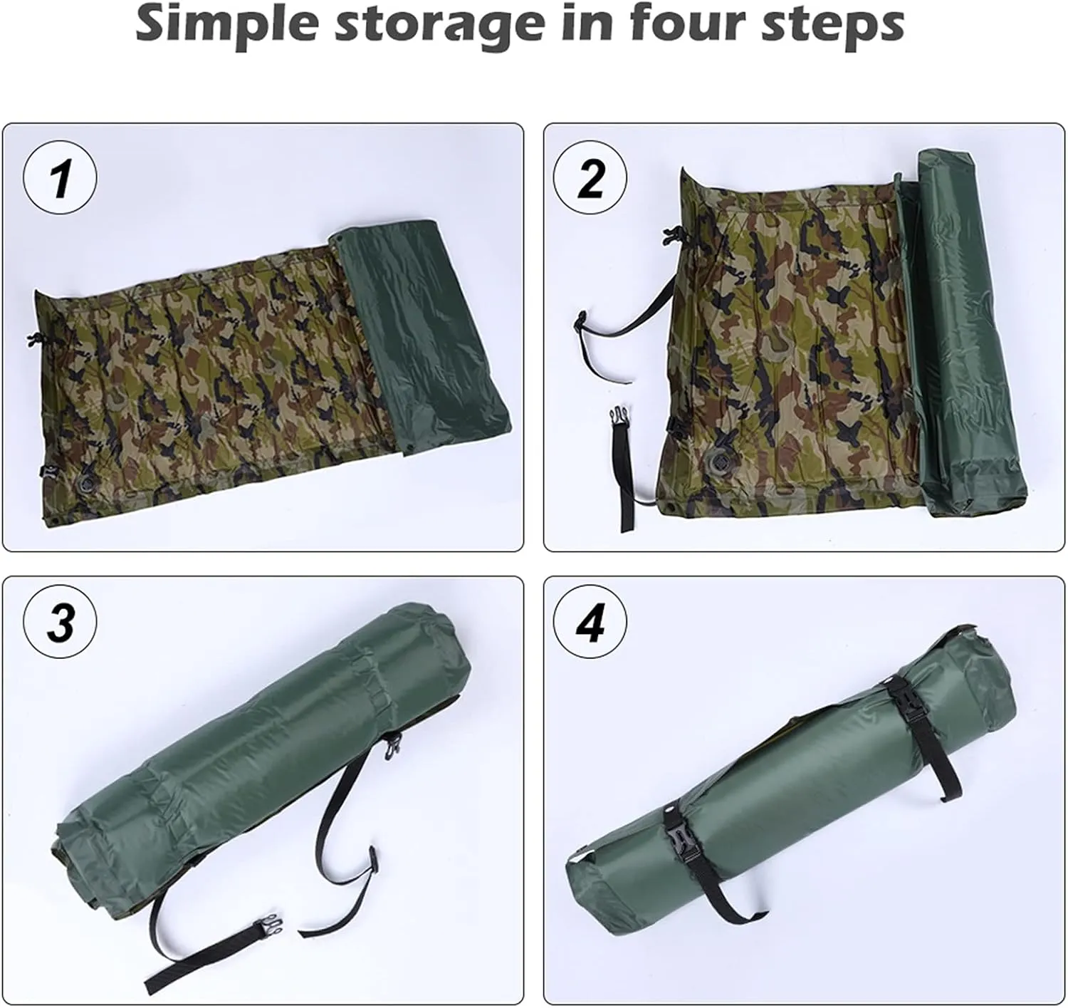 GaRcan Camping Roll Mat Sleeping Bed Inflatable Pillow Air Mattress Bag Camping Pad Picnic Beach Mat Sand Mat Beautiful Scenery (Green 183cm (with Pillow))