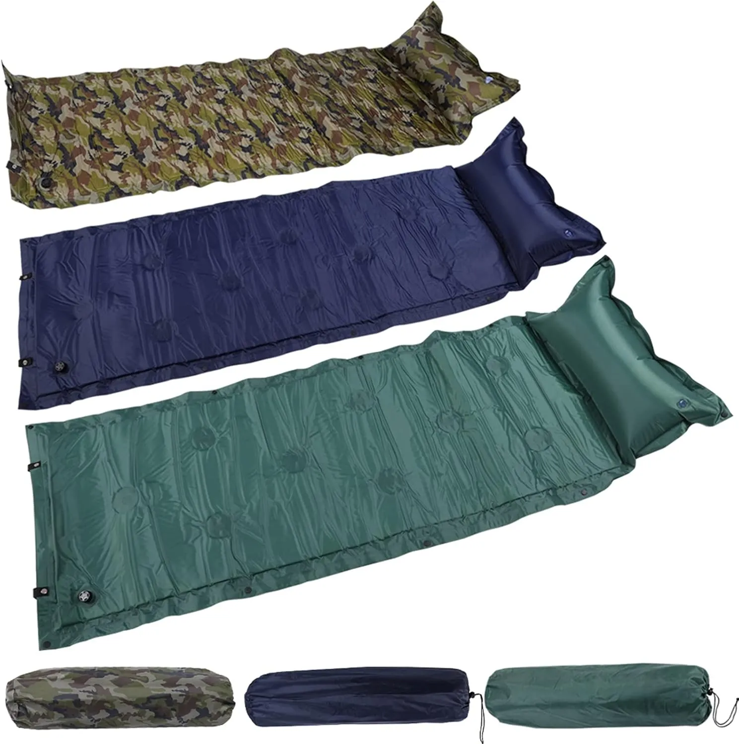 GaRcan Camping Roll Mat Sleeping Bed Inflatable Pillow Air Mattress Bag Camping Pad Picnic Beach Mat Sand Mat Beautiful Scenery (Green 183cm (with Pillow))