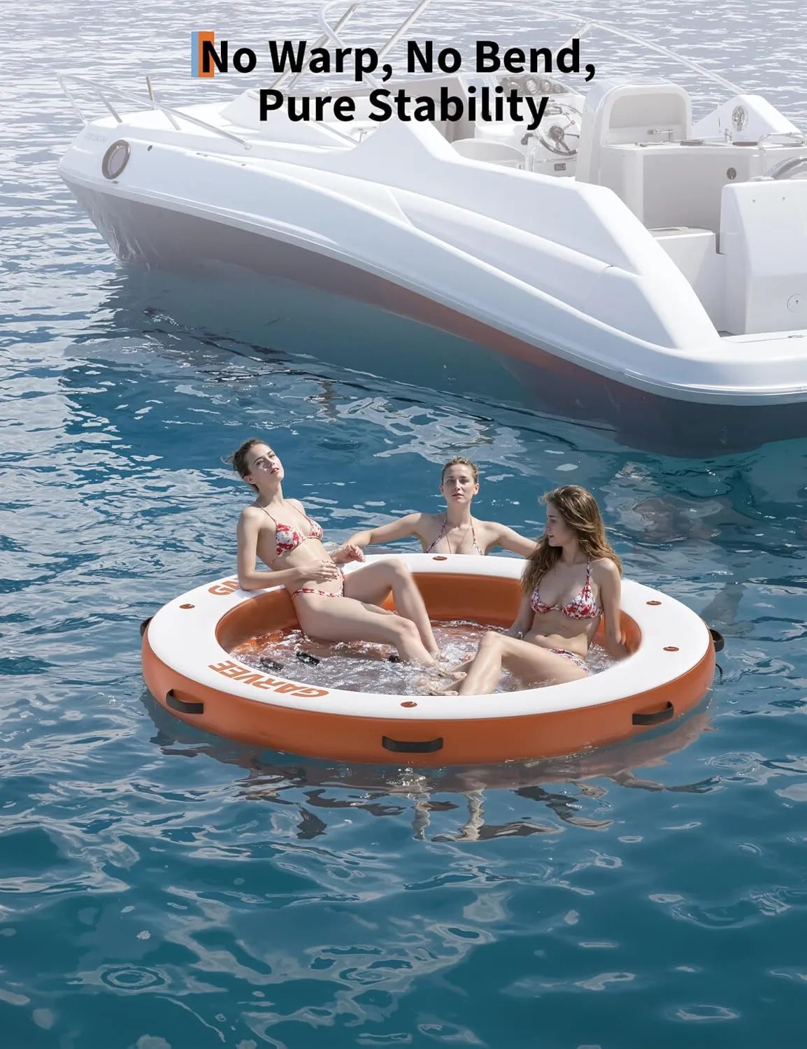 Garvee 8FT/10FT Inflatable Floating Dock,Inflatable Dock Floating Platform with Mesh Swim Area,Non-Slip EVA Platform and Rope Ladder,Water Floating Dock Island Raft for Boats,Pool,Lake,Beach,Ocean
