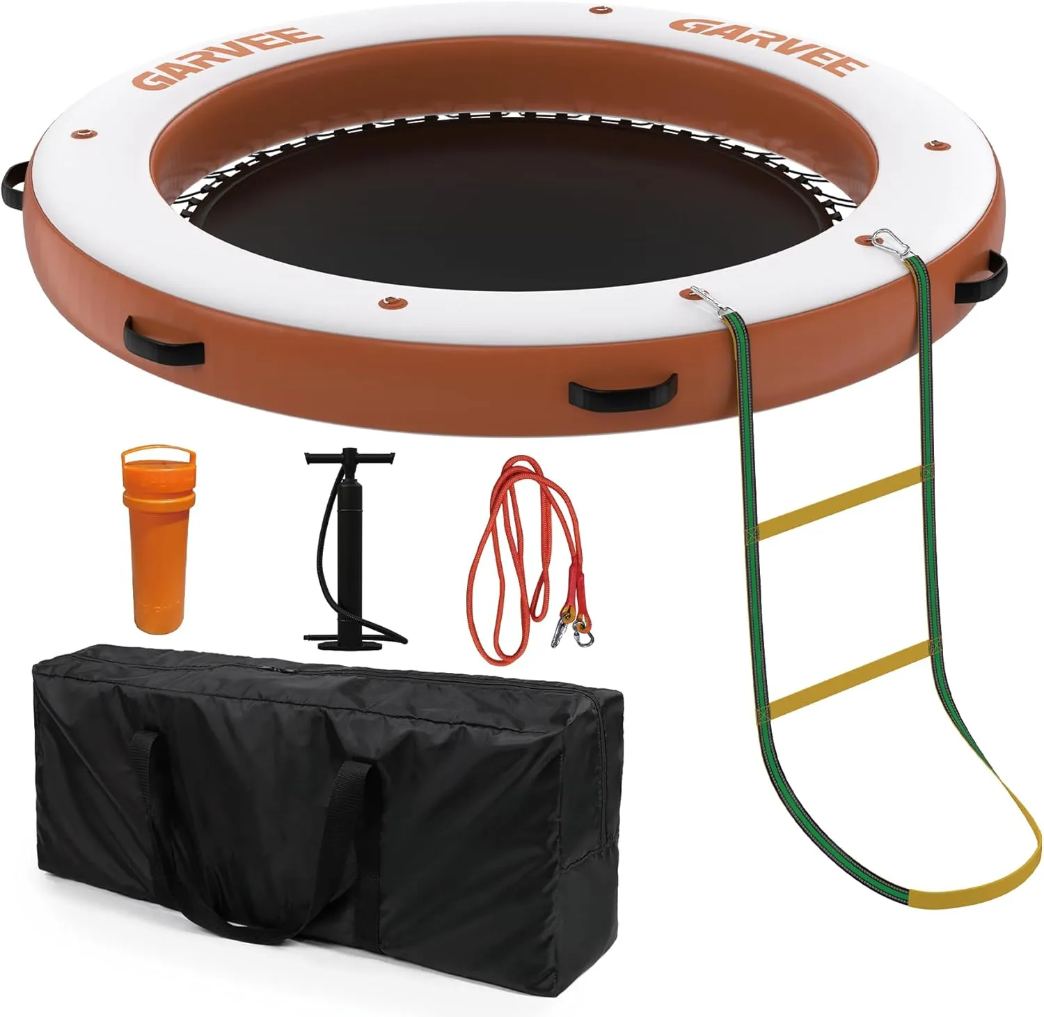 Garvee 8FT/10FT Inflatable Floating Dock,Inflatable Dock Floating Platform with Mesh Swim Area,Non-Slip EVA Platform and Rope Ladder,Water Floating Dock Island Raft for Boats,Pool,Lake,Beach,Ocean