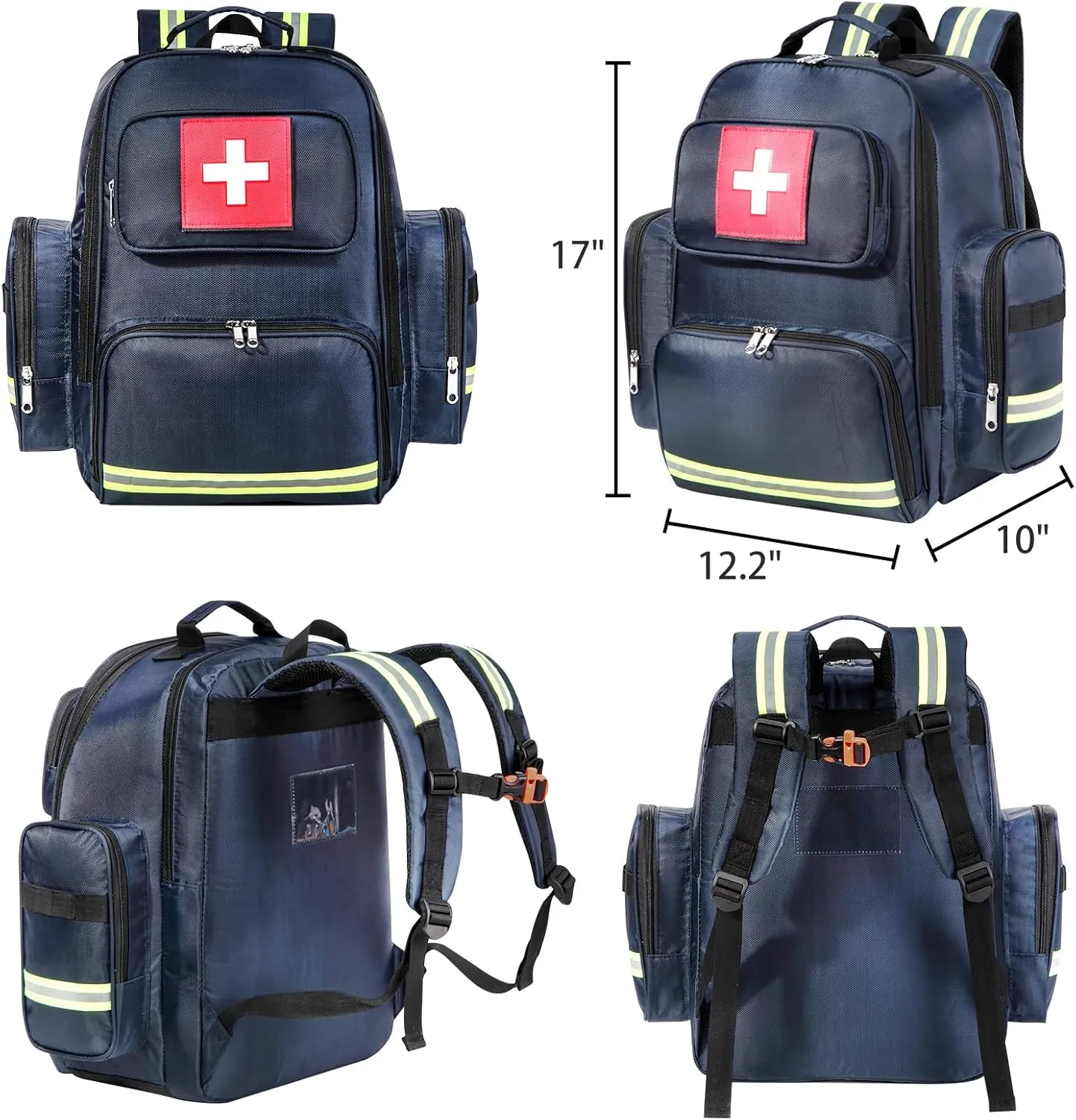 Gatycallaty First Aid Backpack Medical Emt First Responder Bag Empty Ems Emergency Home Health Hiking Trauma Travel Camping (Large, Navy)