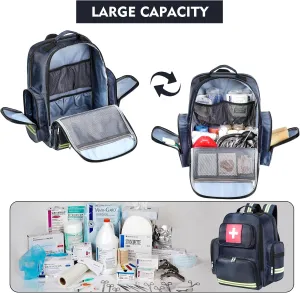 Gatycallaty First Aid Backpack Medical Emt First Responder Bag Empty Ems Emergency Home Health Hiking Trauma Travel Camping (Large, Navy)