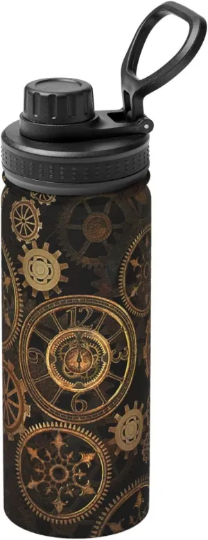 Gears Clock Bronze Century Sports Insulated Water Bottle - Premium 18 oz. Stainless Steel Hydration Bottle for Outdoor Enthusiasts