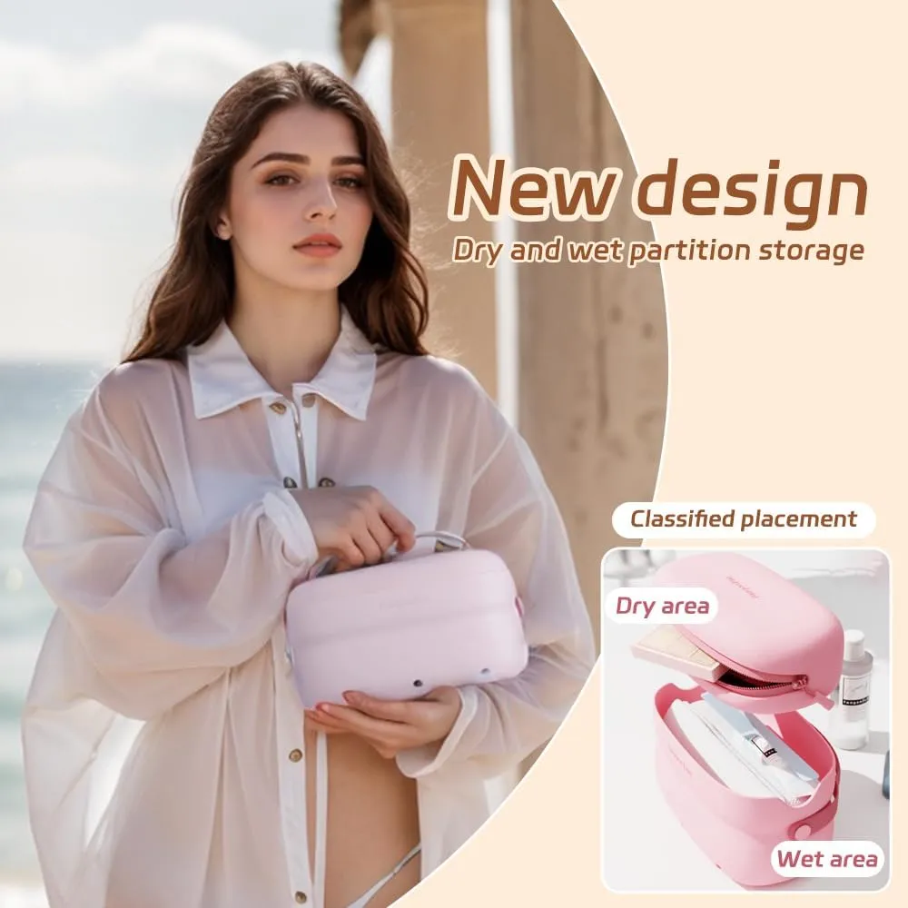 Geerlaqaly Makeup Bag Suitable for Women EVA Dry Wet Separation Large Capacity 2-in-1 Travel Storage Bag Suitable for Beach Travel Outdoor Gym,white