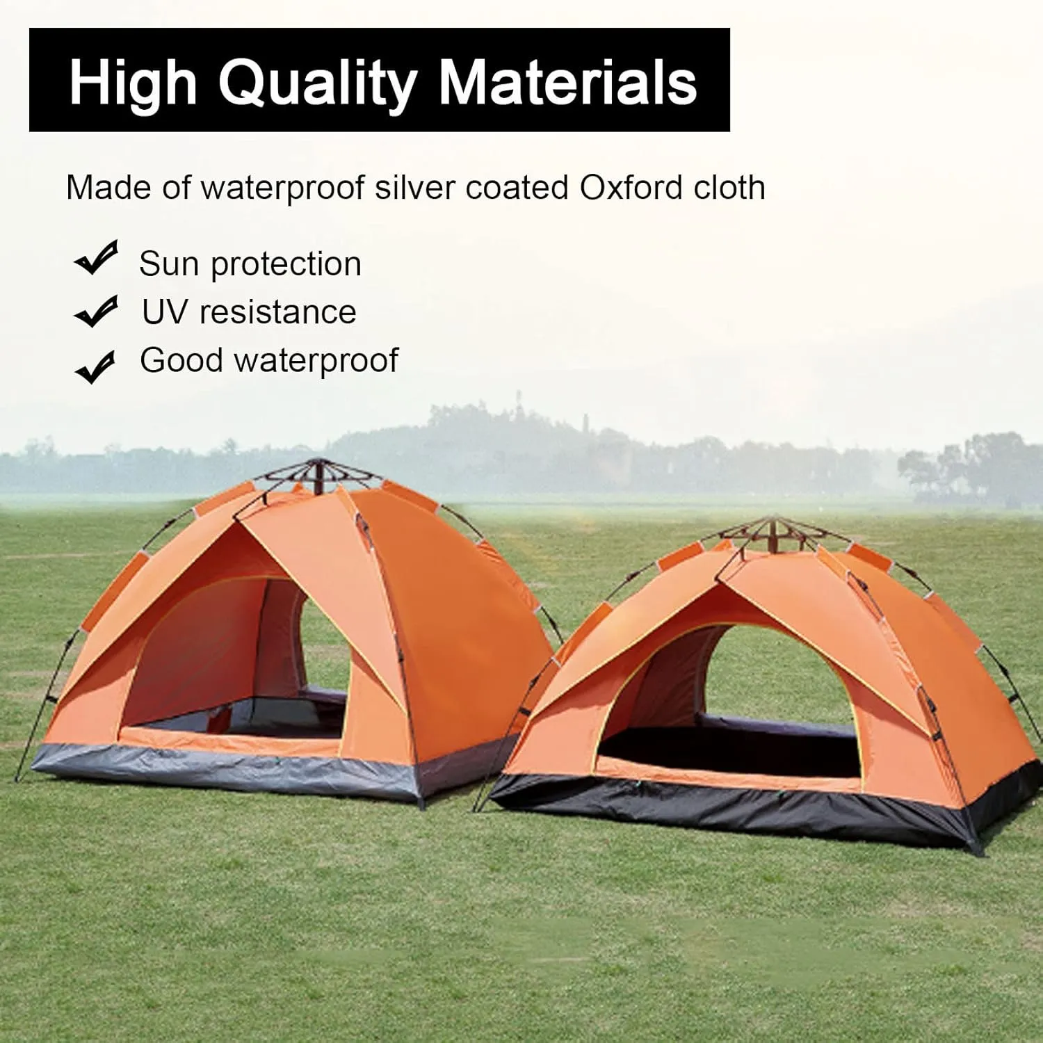 Generic 2/3/4 Person Instant Camping Tent with Carrying Bag,Easy Set Up Portable Dome Family Tent,Waterproof Lightweight Outdoor Tent for Backpacking, Hiking or Beach