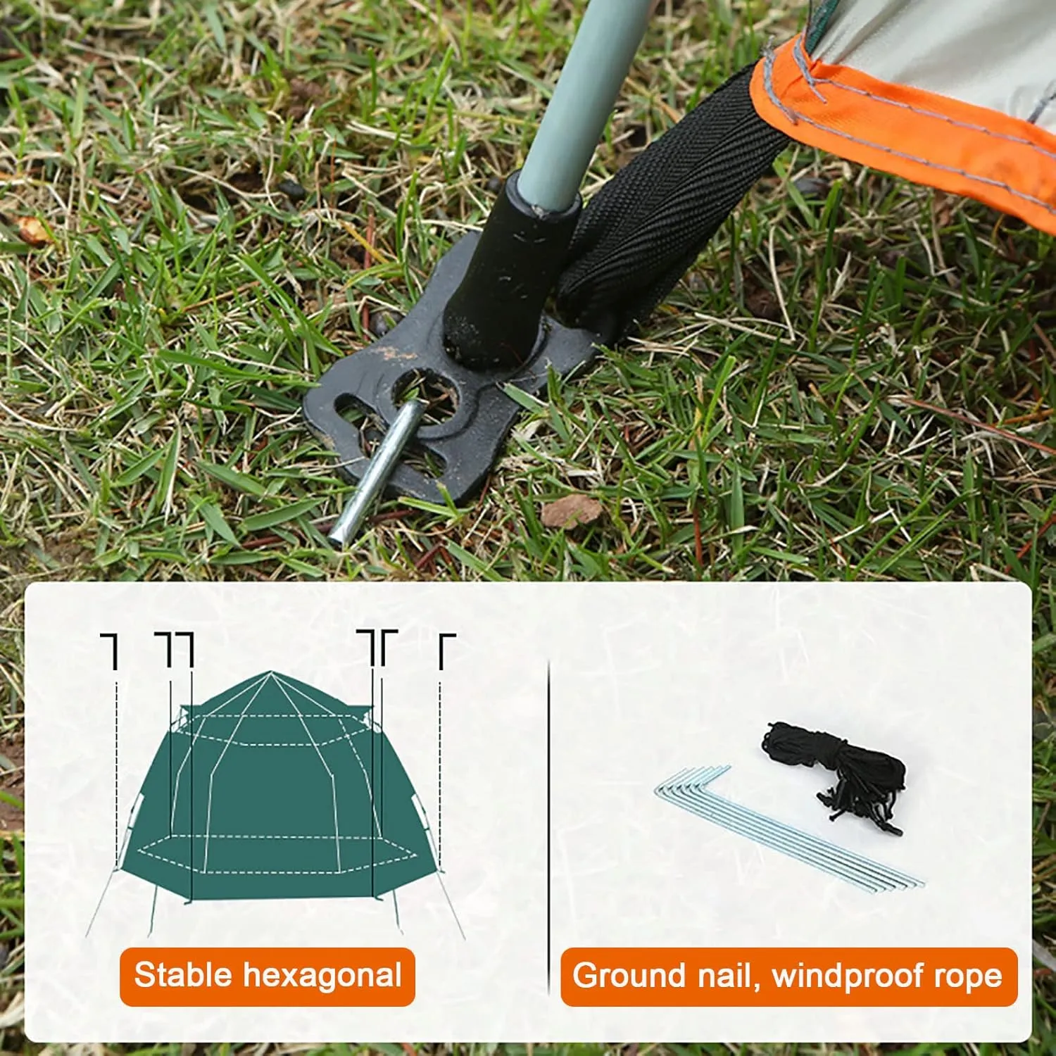 Generic Instant Pop Up Large Tent for 3~8 Person,Family Cabin Tents,2 Doors and 2 Windows with Mesh,Waterproof,Big Tent for Outdoor,Picnic,Camping,Family,Friends Gathering