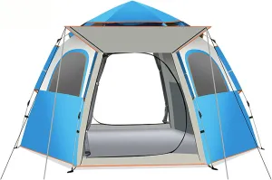 Generic Instant Pop Up Large Tent for 3~8 Person,Family Cabin Tents,2 Doors and 2 Windows with Mesh,Waterproof,Big Tent for Outdoor,Picnic,Camping,Family,Friends Gathering