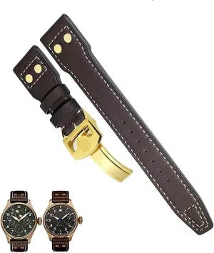 Genuine Leather Strap Fit For IWC Big Pilots Mark 18 Spitfire Watch Band 20mm 21mm 22mm