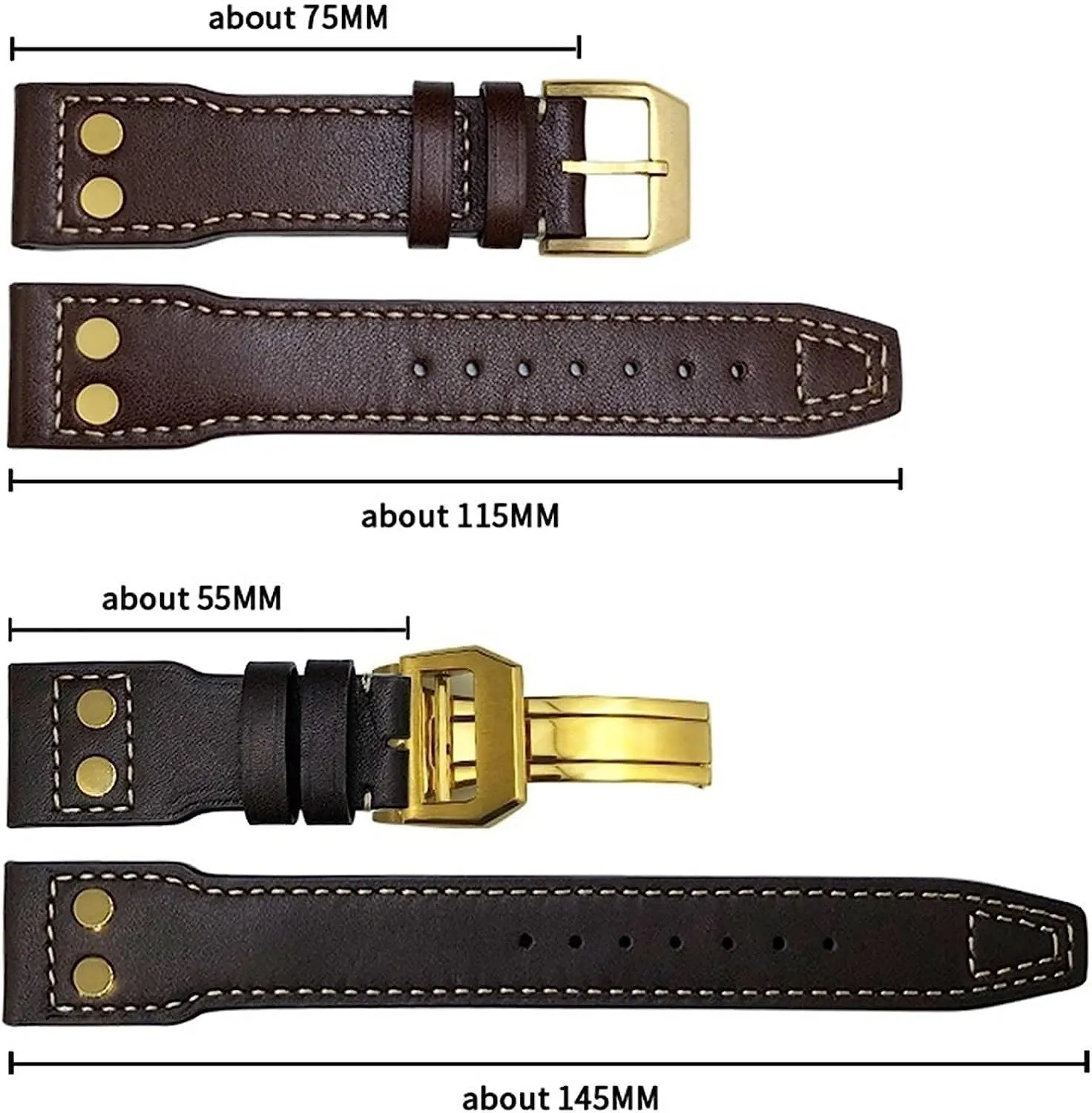 Genuine Leather Strap Fit For IWC Big Pilots Mark 18 Spitfire Watch Band 20mm 21mm 22mm