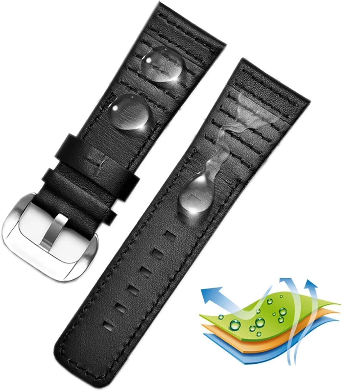 Genuine Leather with Stitches Wrist Watchband Loops watchband for Sevenfriday P3B/01 S2/01 Men Watch Strap