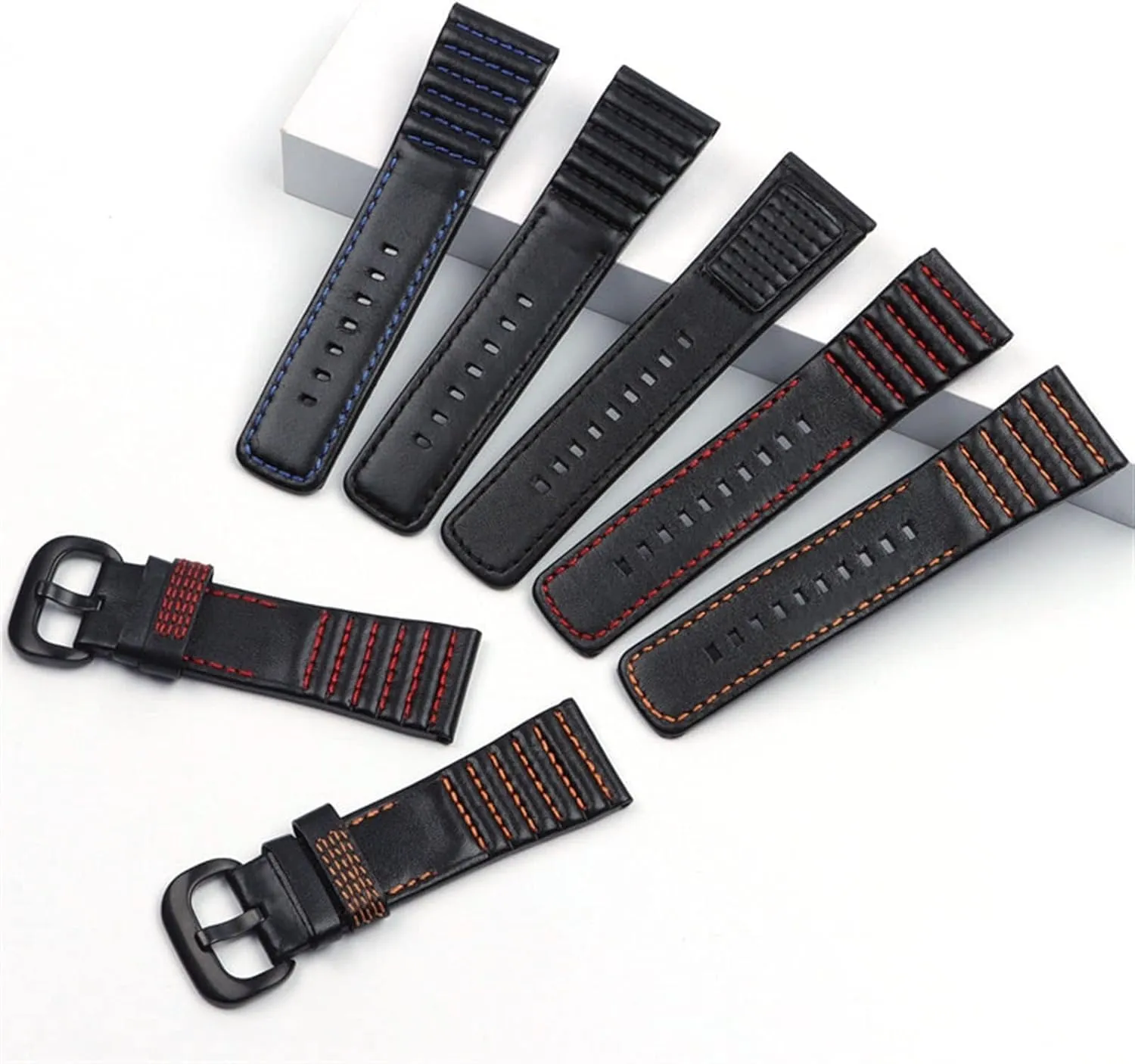 Genuine Leather with Stitches Wrist Watchband Loops watchband for Sevenfriday P3B/01 S2/01 Men Watch Strap