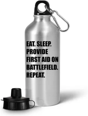 Gifts for Combat Medic Water Bottle Tumbler Portable Drinkware - Funny Cute Gag Field Medics Military Army Emergency Trauma Care - Eat Sleep Provide First Aid on Battlefield Repeat
