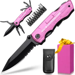 Gifts fro Girlfriend, BEST GIRLFRIEND EVER P-ink Multitool Knife, Girlfriend Christmas Gifts, Birthday Gifts for Girlfriend, Valentines Day Anniversary