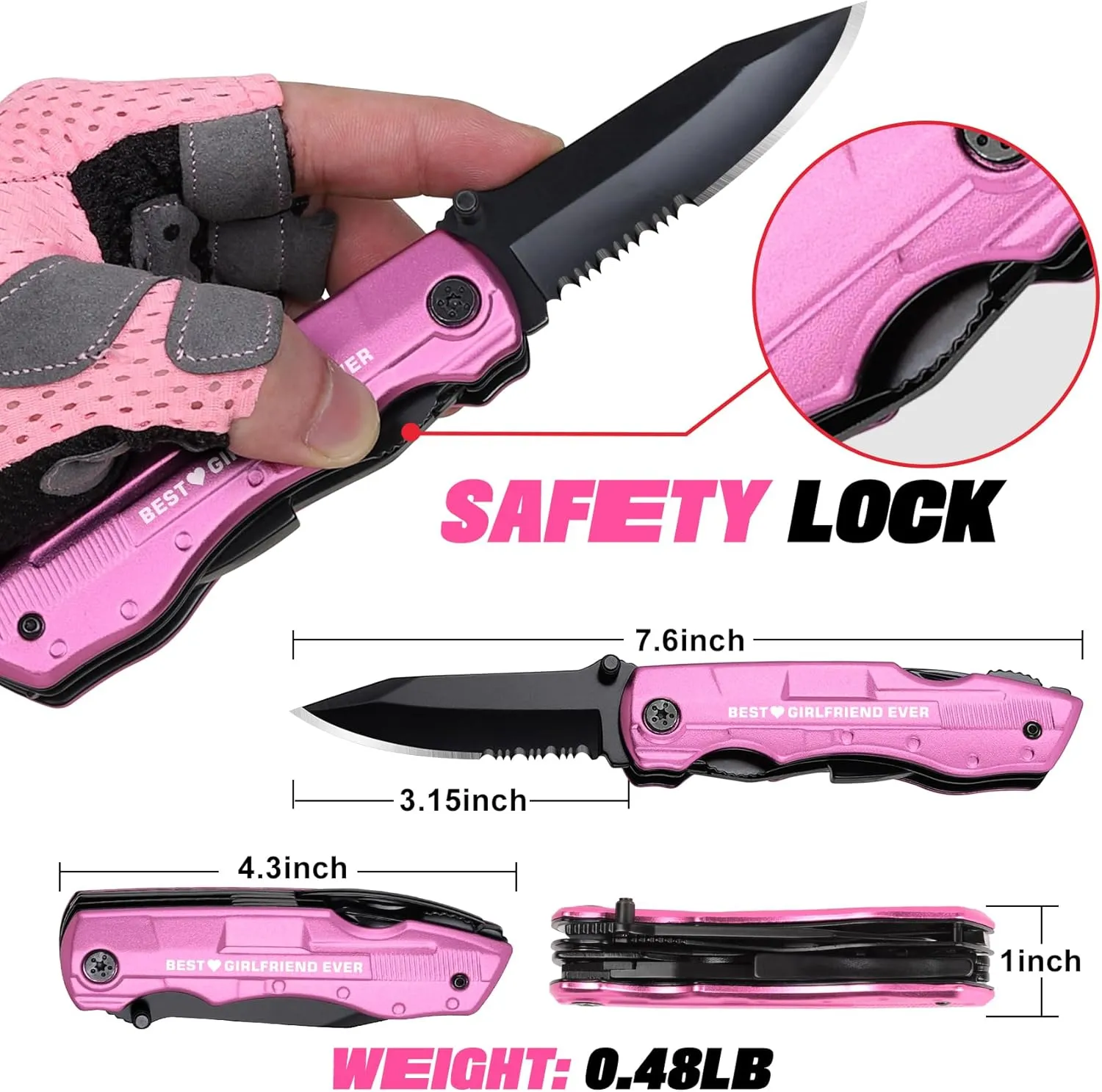 Gifts fro Girlfriend, BEST GIRLFRIEND EVER P-ink Multitool Knife, Girlfriend Christmas Gifts, Birthday Gifts for Girlfriend, Valentines Day Anniversary