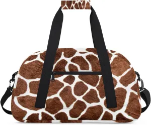 Giraffe Texture Gym Duffel Bag for Men Women Giraffe Stripes Sports Tote Bag with Adjustable Shoulder Strap for Dance Gymnastics Traveling Outdoor Camping Overnight Stay