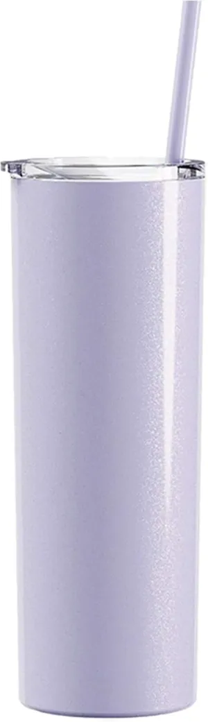 Go Greek Chic - Personalized Delta Zeta Sorority Skinny Tumbler - (Glitter Lavender), Custom Greek Life Drinkware, Laser Engraved Name and Insulated Tumbler with Lid & Straw, Keep Drinks Hot or Cold