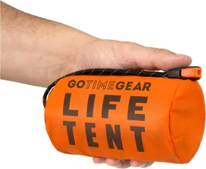 Go Time Gear Survival Life Tent • 2 Person Mylar Emergency Shelter Tube Tent   Paracord • All-Weather Protection for Camping, Hiking, & Survival Kits • Includes Emergency Whistle