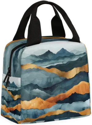 Golden Mountain Range Lunch Bag Smokey Mountain Tote Lunch Bag Reusable Lunch Box Leakproof Cooler Bag