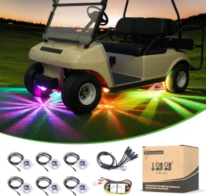 Golf Cart Rock Lights Kit - 6 Pods Multicolor Neon Light Waterproof Underglow Lighting Kit - Underbody Flashing Wheel Well Light for Yamaha EZGO TXT RXV Club Car DS Precedent