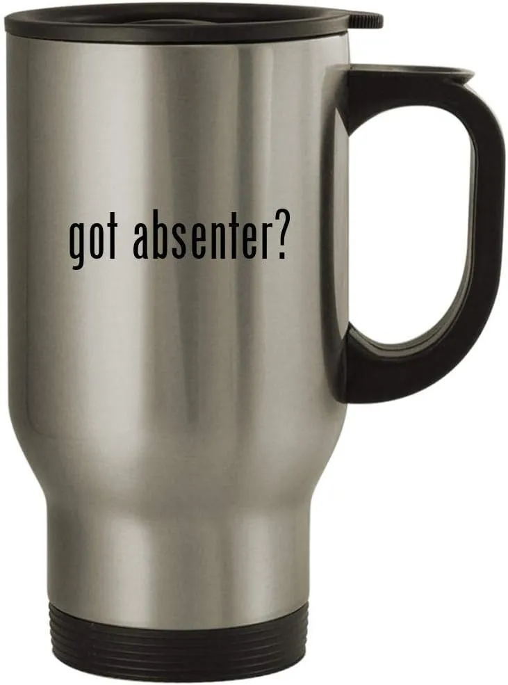 got absenter? - 14oz Stainless Steel Travel Mug, Silver