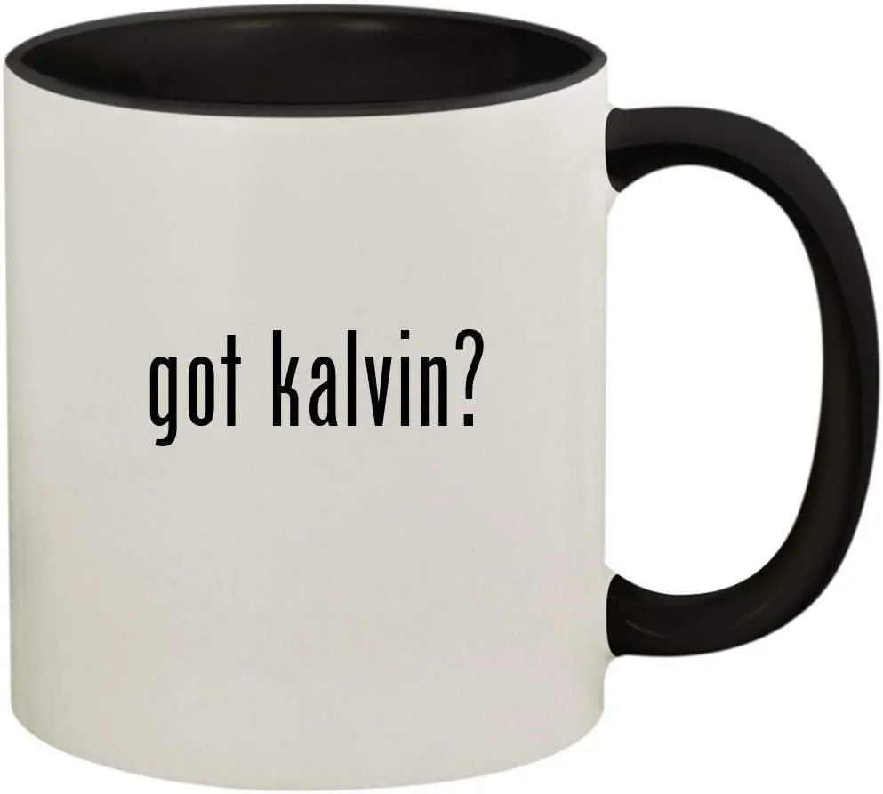 got kalvin? - 11oz Ceramic Colored Handle and Inside Coffee Mug Cup, Black