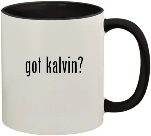 got kalvin? - 11oz Ceramic Colored Handle and Inside Coffee Mug Cup, Black