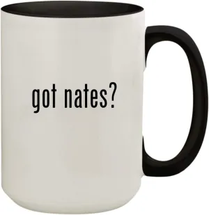 got nates? - 15oz Ceramic Colored Inside & Handle Coffee Mug Cup, Black