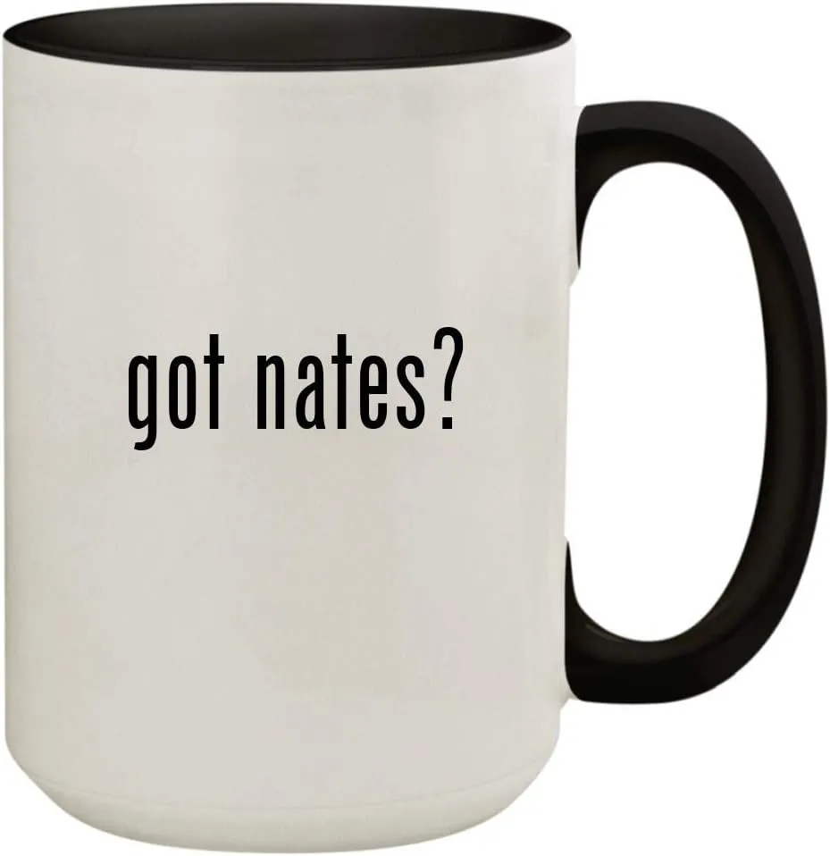 got nates? - 15oz Ceramic Colored Inside & Handle Coffee Mug Cup, Black