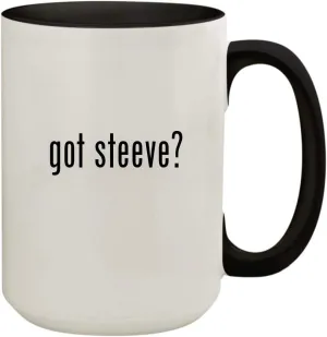 got steeve? - 15oz Ceramic Colored Inside & Handle Coffee Mug Cup, Black