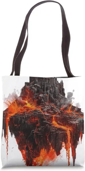 Gothic Castle Volcanic Eruption Fantasy Tote Bag