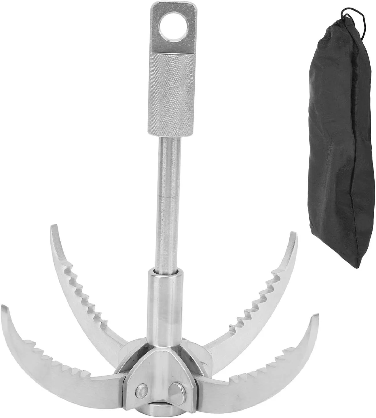 Grappling Hook 4 Folding Claws Stainless Steel Multifunction for Outdoor Survival Rock Climbing Camping Hiking, includes Anti Slip Serrated Hooks, Compact Design, High Load