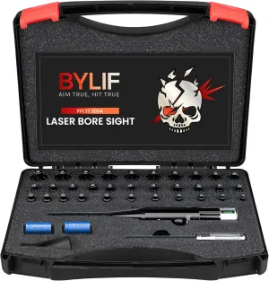 Green Laser Bore Sight Kit with 32 Adapters Fit 0.17 to 12GA Multi Calibers Weather Resistant Laser bore sighter Professional Bore Laser Sighting Tool for Hunting Rifles Pistols & Shotguns