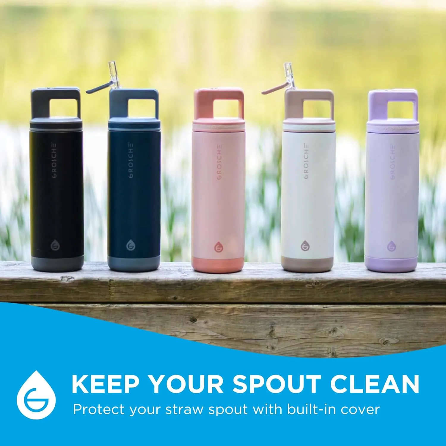 GROSCHE Alpine Flip n' Sip 20 oz Insulated Water Bottle - Stainless Steel, Leakproof Flask with Straw - Perfect for Gym, Travel & Outdoor Use - Keeps Water Cold up to 60 hrs - Sand Biege