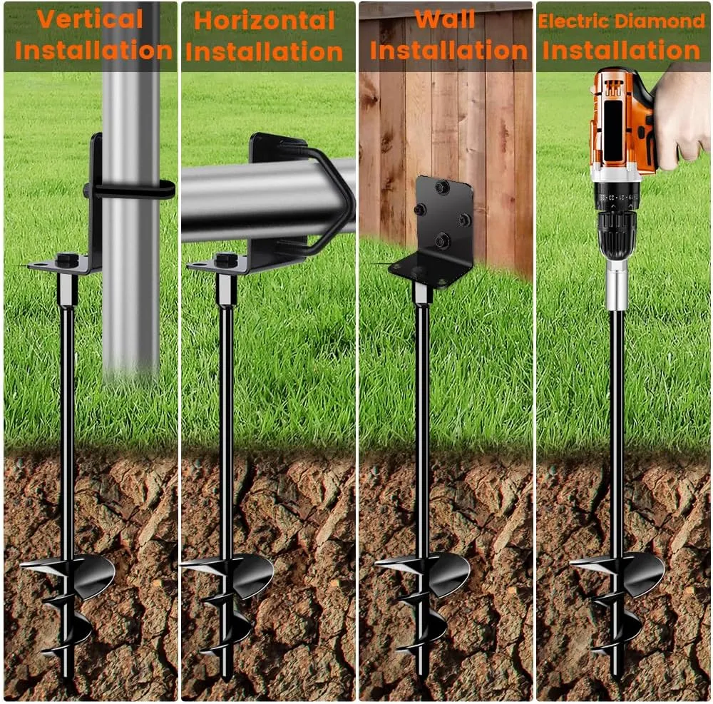 Ground Anchors Screw in 24" Set of 4 Trampoline Stakes Heavy Duty Mobile Home Anchors - Storage Shed Anchor Kit - Swing Set Stakes - Playset Anchor (4 x 24in)