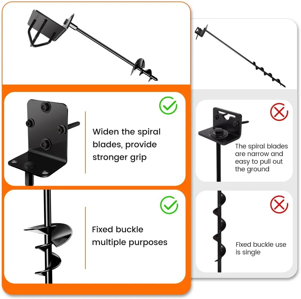 Ground Anchors Screw in 24" Set of 4 Trampoline Stakes Heavy Duty Mobile Home Anchors - Storage Shed Anchor Kit - Swing Set Stakes - Playset Anchor (4 x 24in)