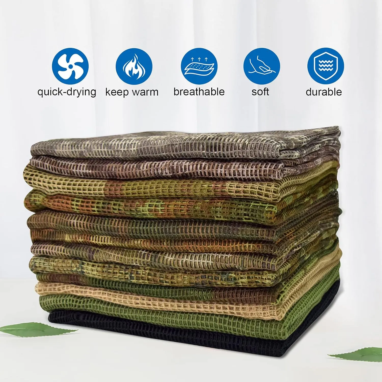 GRVCN Sniper Veil Tactical Scarf Military Body Camo Mesh Net, Double-Sided Camouflage Pattern Scarf